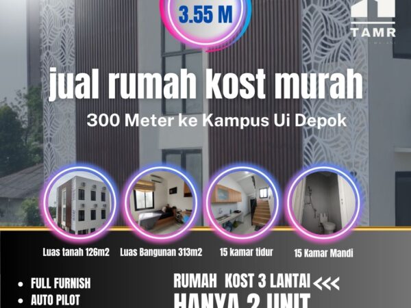 Rumah Kos Dijual 15 Kamar  Dekat Kampus Universitas Indonesia