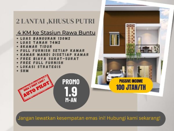 Investasi Rumah Kos Di Hana  Rukost Serpong 1 KM Ke Mall Paradise